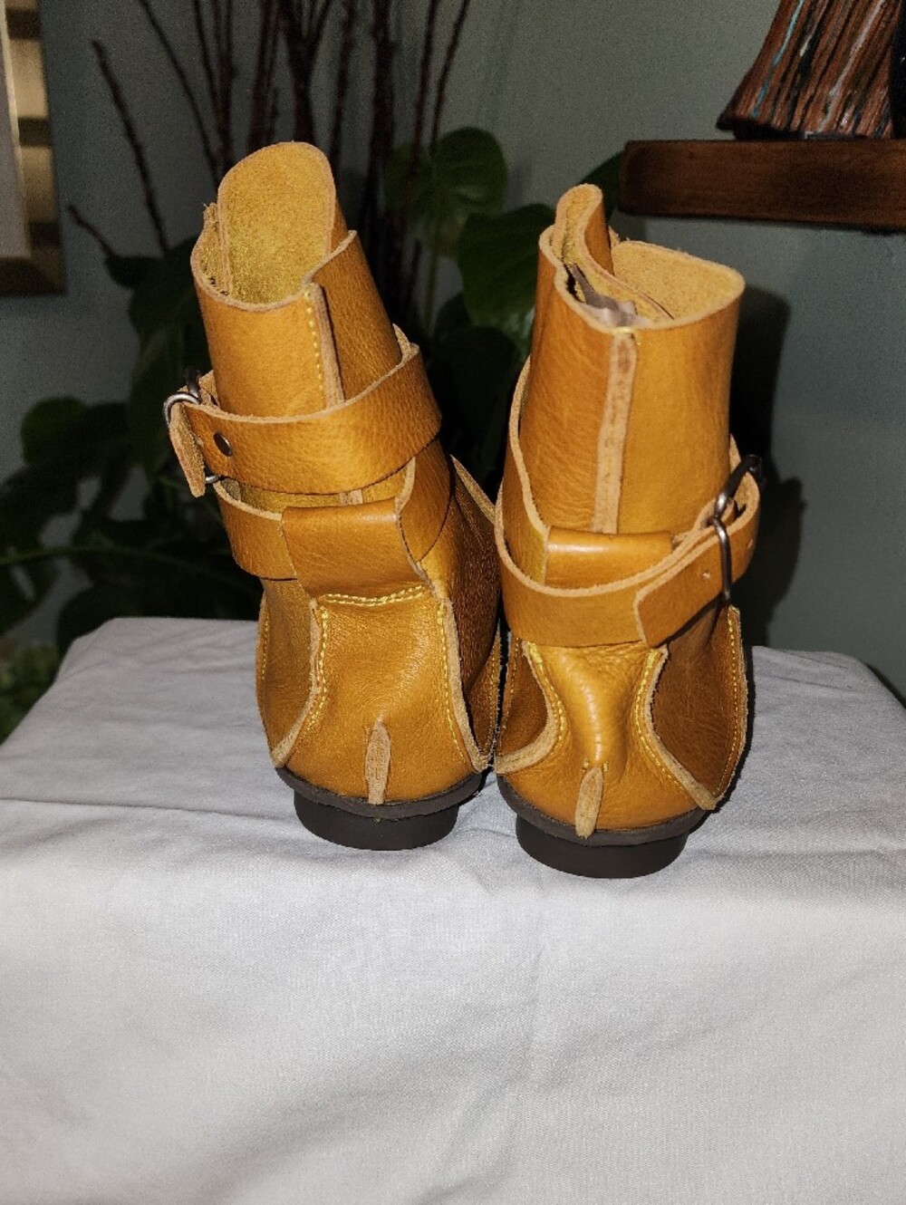Trippen Size 38 Mustard Leather Wrap Buckle Boots - Picture 5 of 11